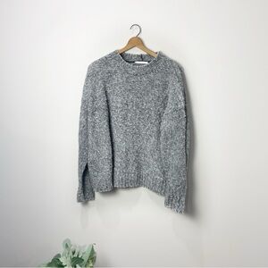 [Helmut Lang] Gray Alpaca Wool Blend Crewneck Pullover Sweater